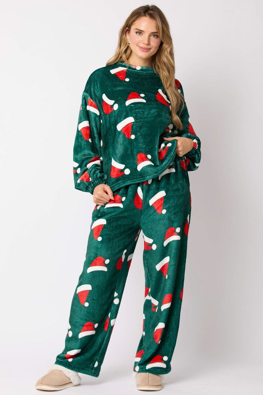 2024 Casual Flannel Pajama Sets For Women 2 Piece Cute Long Sleeve Matching Lounge Shirts Sets Santa Claus Pajamas Homewear - 𝓢𝓱𝓸𝓹𝓵𝓮𝓬𝔂