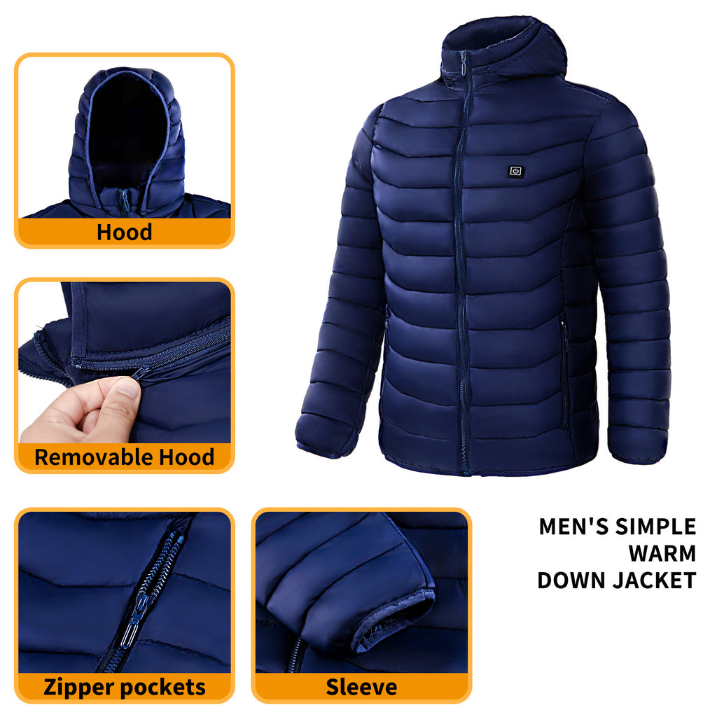 Men Heated Puffer Jacket Electric Heating Coat Insulated Hood Windbreaker 9Heat Zones - 𝓢𝓱𝓸𝓹𝓵𝓮𝓬𝔂