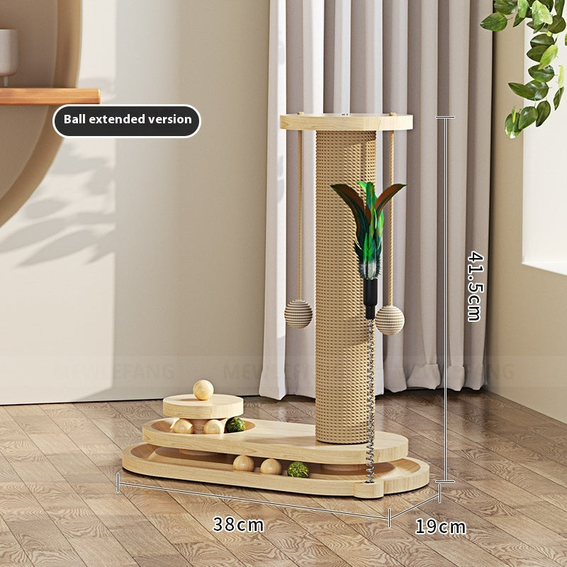 Solid Wood Cat Turntable Scratching Post Durable Toy - 𝓢𝓱𝓸𝓹𝓵𝓮𝓬𝔂