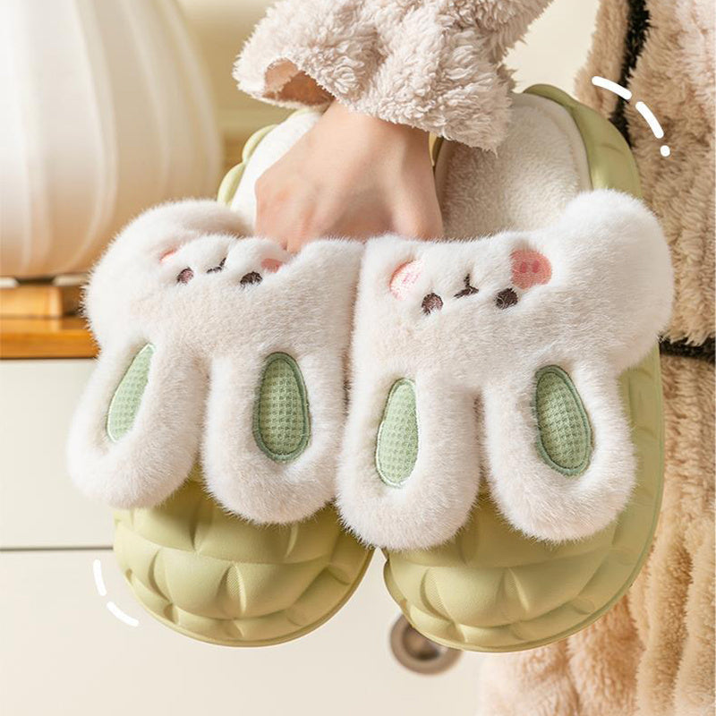 Cute Rabbit Shoes Winter Fuzzy Slippers Women Detachable Washable House Shoes - 𝓢𝓱𝓸𝓹𝓵𝓮𝓬𝔂