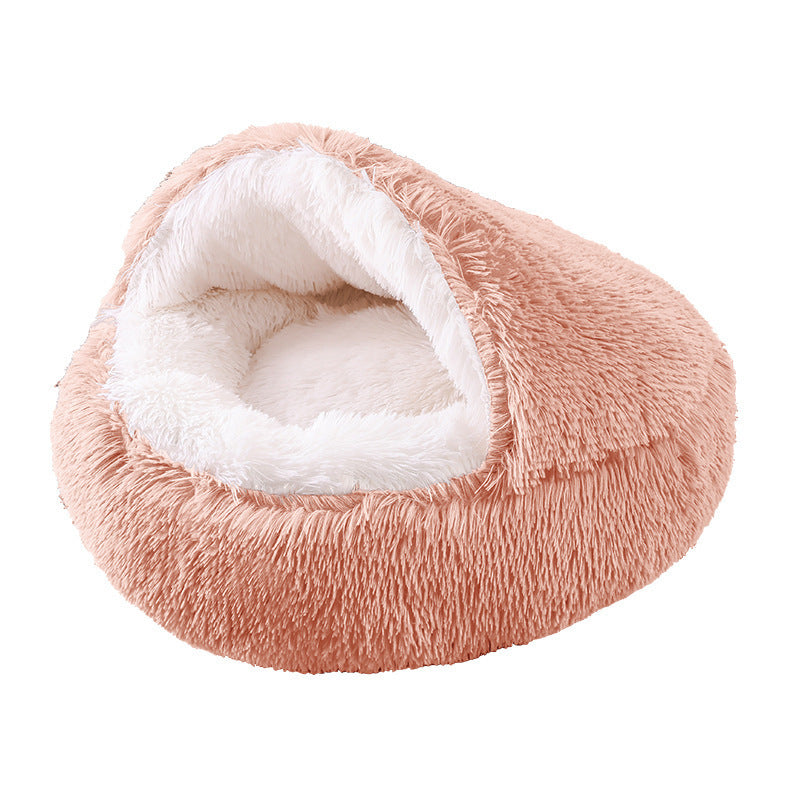 Deep Sleep Half-pack Semi-enclosed Dual-use Plush Round Pet Bed - 𝓢𝓱𝓸𝓹𝓵𝓮𝓬𝔂