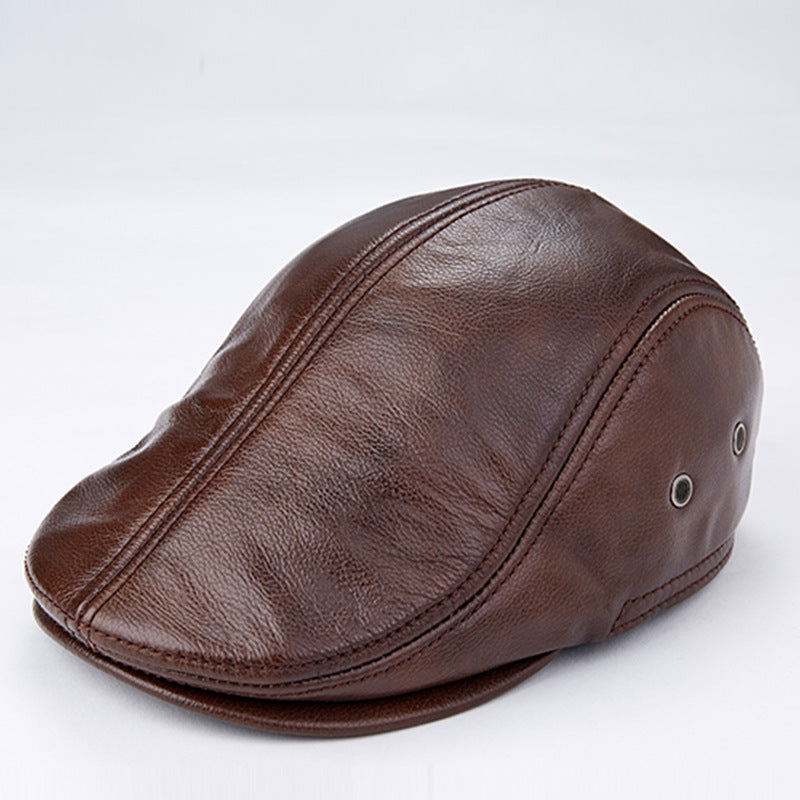 Men Genuine Cowhide With Ear Flaps Beret Hats - 𝓢𝓱𝓸𝓹𝓵𝓮𝓬𝔂