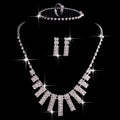 4 Pieces Rhinestones Necklace Set With Earrings Ring And Bracelet Fashion Jewelry For Women - 𝓢𝓱𝓸𝓹𝓵𝓮𝓬𝔂