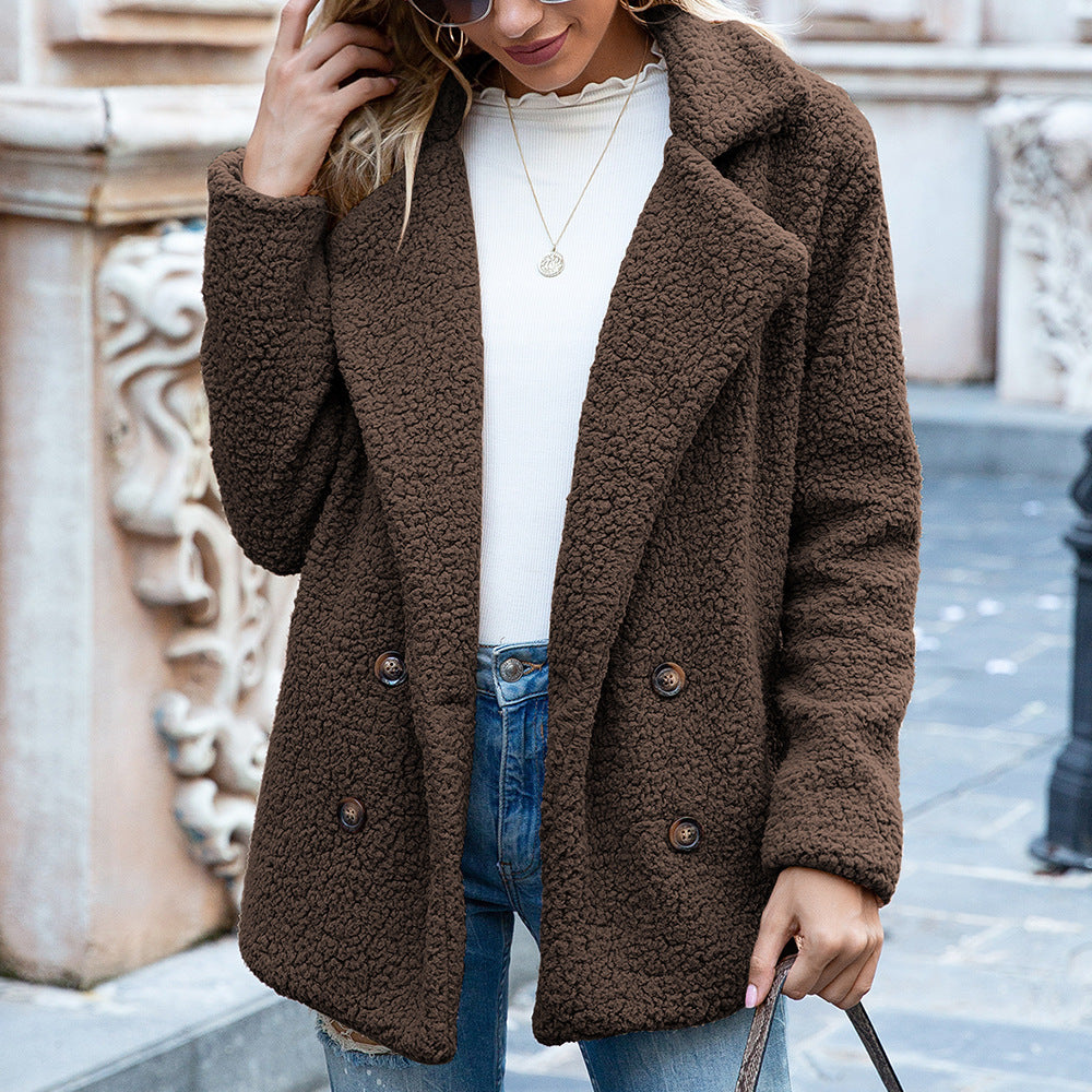 Loose Lapel Fluffy Coat Winter Button Jacket Cardigan Outwear For Women Clothing - 𝓢𝓱𝓸𝓹𝓵𝓮𝓬𝔂