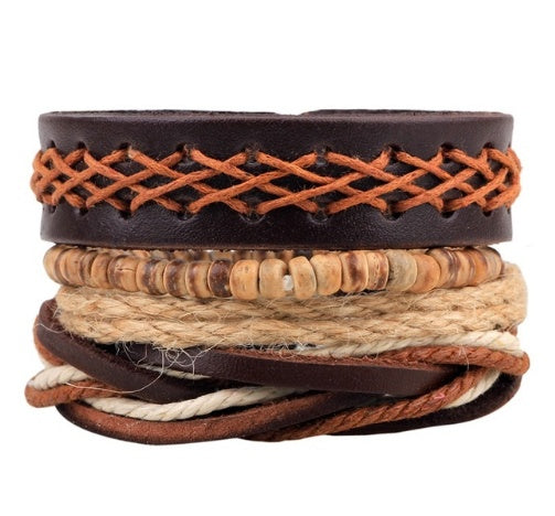 Leather Bracelet Men Multilayer Bead Bracelet Punk Wrap Bracelets for Women Vintage punk Men Jewelry - 𝓢𝓱𝓸𝓹𝓵𝓮𝓬𝔂