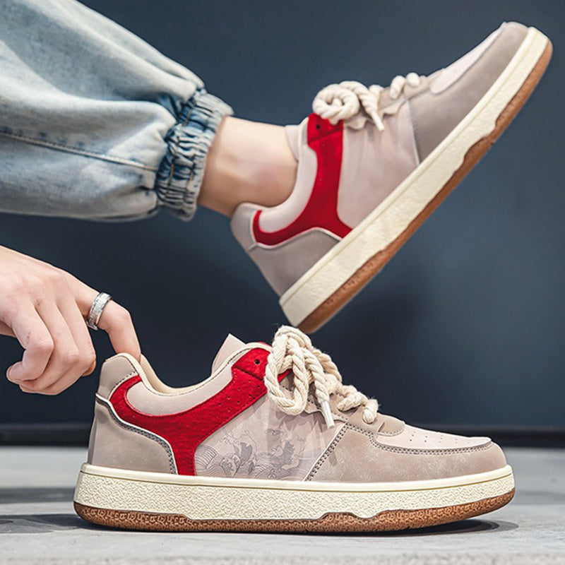 Lace-up Casual Shoes Men Soft Thick Sole Fashion Comfortable Breathable Flats Sneakers Student Platform Outdoor Walking Shoes - 𝓢𝓱𝓸𝓹𝓵𝓮𝓬𝔂