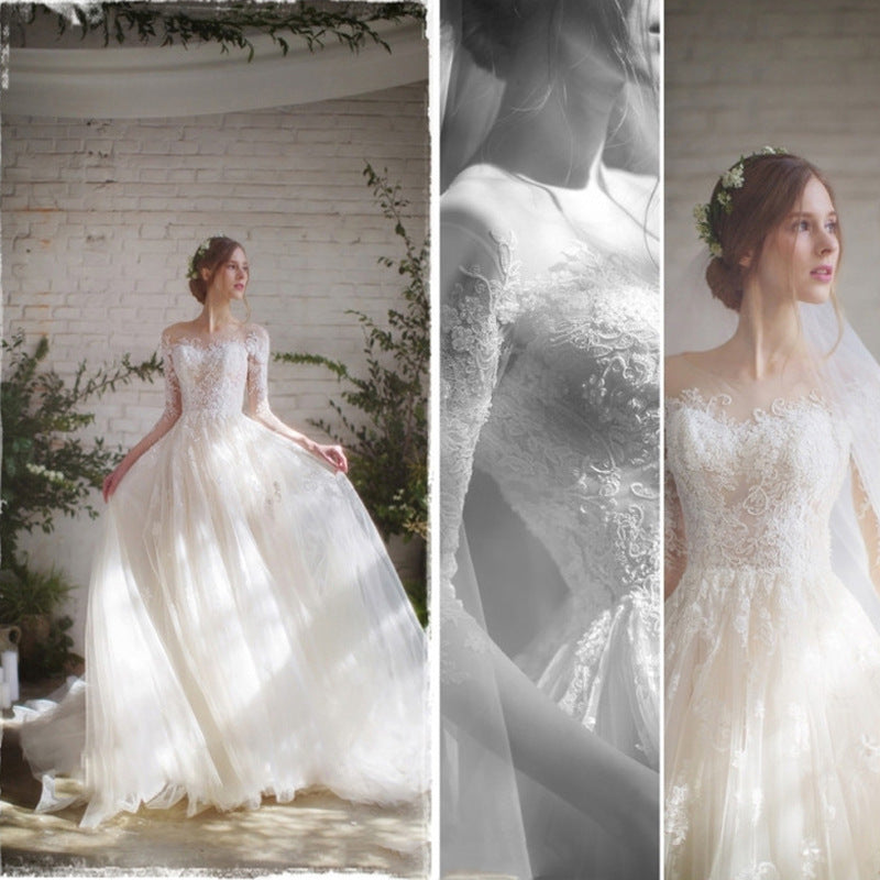 Wedding Dress Bride Lace Sleeves Dress - 𝓢𝓱𝓸𝓹𝓵𝓮𝓬𝔂