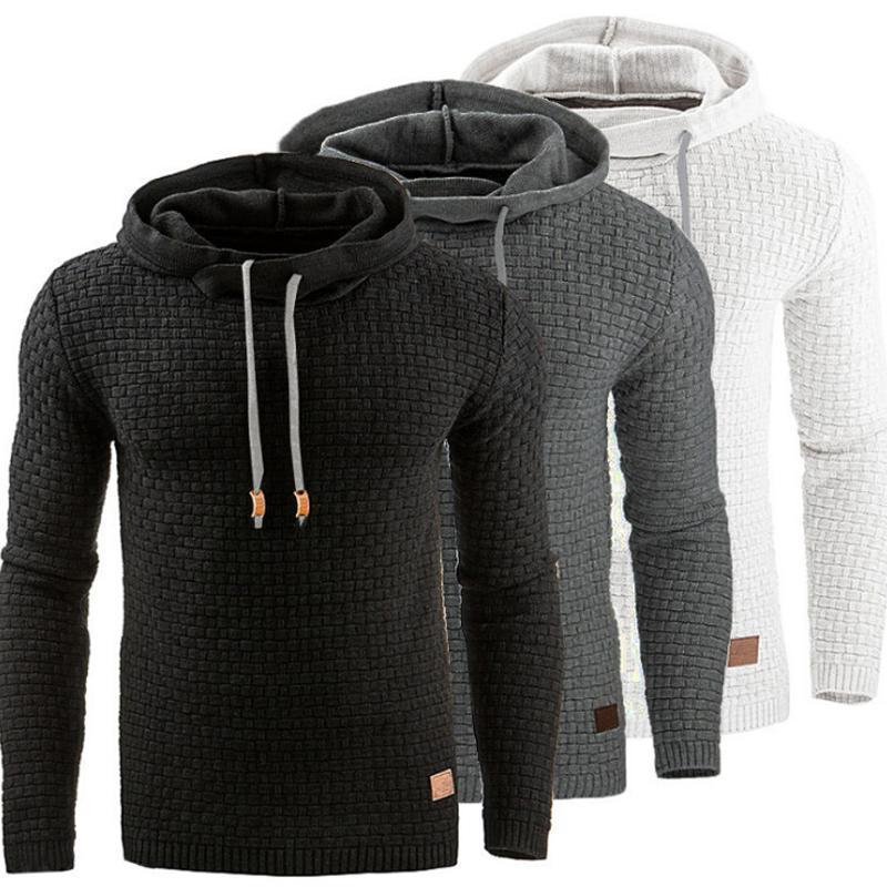 Men's Jacquard Sweater Long-sleeved Hoodie Warm Color Hooded Sweatshirt Jacket - 𝓢𝓱𝓸𝓹𝓵𝓮𝓬𝔂