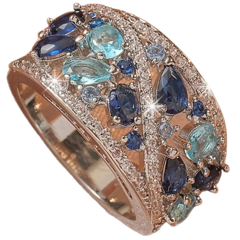 Blue Zircon Women's Hollow Ring