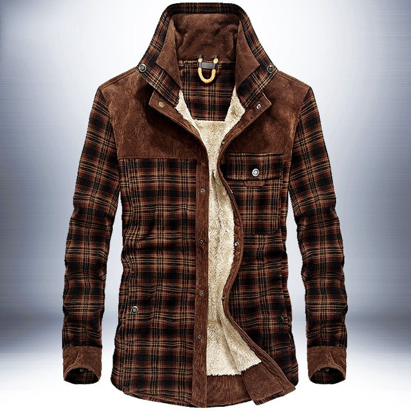 Winter Jacket Men Thicken Warm Fleece Jackets Coats Pure Cotton Plaid Jacket Military Clothes - 𝓢𝓱𝓸𝓹𝓵𝓮𝓬𝔂