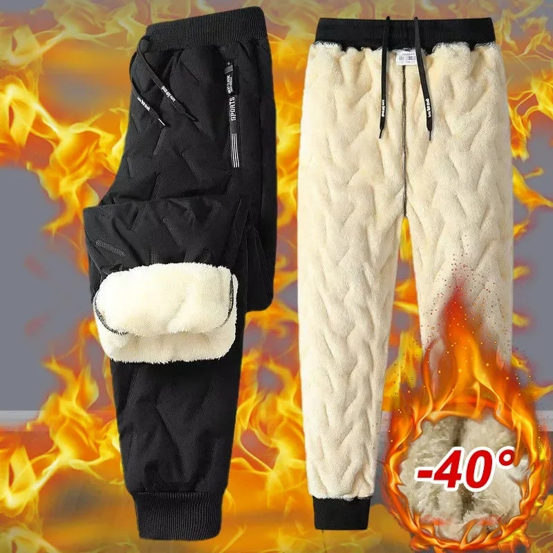 Winter Sweatwear Men Plush Thick Fleece Sweatpant Lambswool Thermal Trousers Casual Pants Waterproof Windproof Warm Cotton Pants - 𝓢𝓱𝓸𝓹𝓵𝓮𝓬𝔂