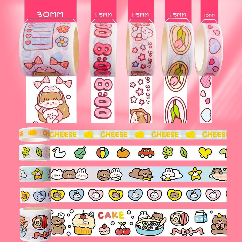 Cute Cartoon Journal Stickers And Paper Adhesive Tape Film Female