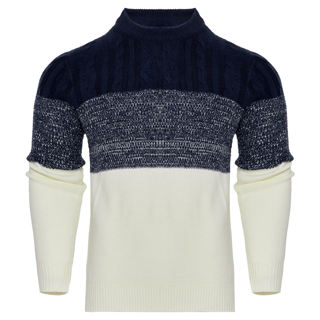 Men's Casual Color Block Long Sleeve Cable Knit Pullover Sweater - 𝓢𝓱𝓸𝓹𝓵𝓮𝓬𝔂