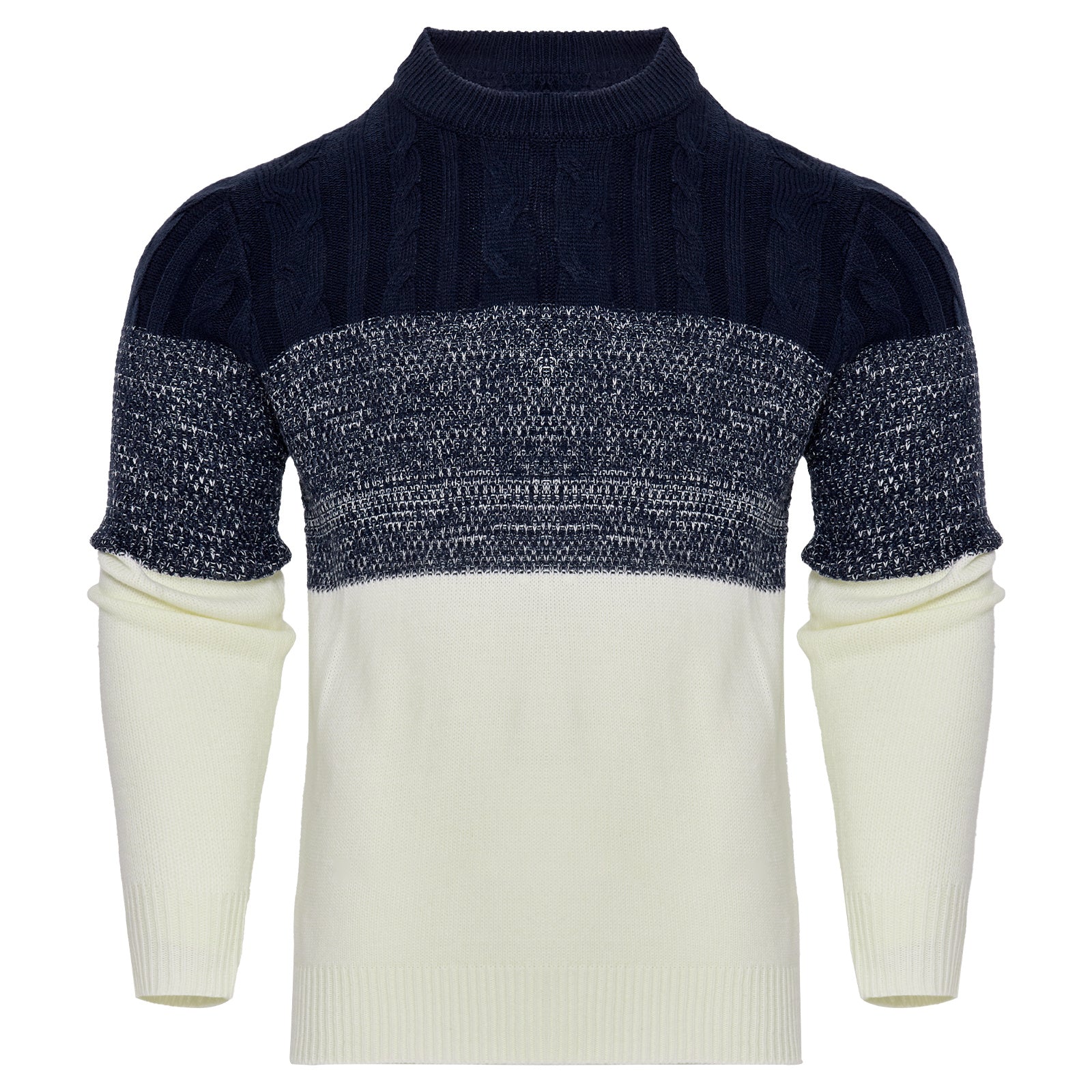 Men's Casual Color Block Long Sleeve Cable Knit Pullover Sweater - 𝓢𝓱𝓸𝓹𝓵𝓮𝓬𝔂
