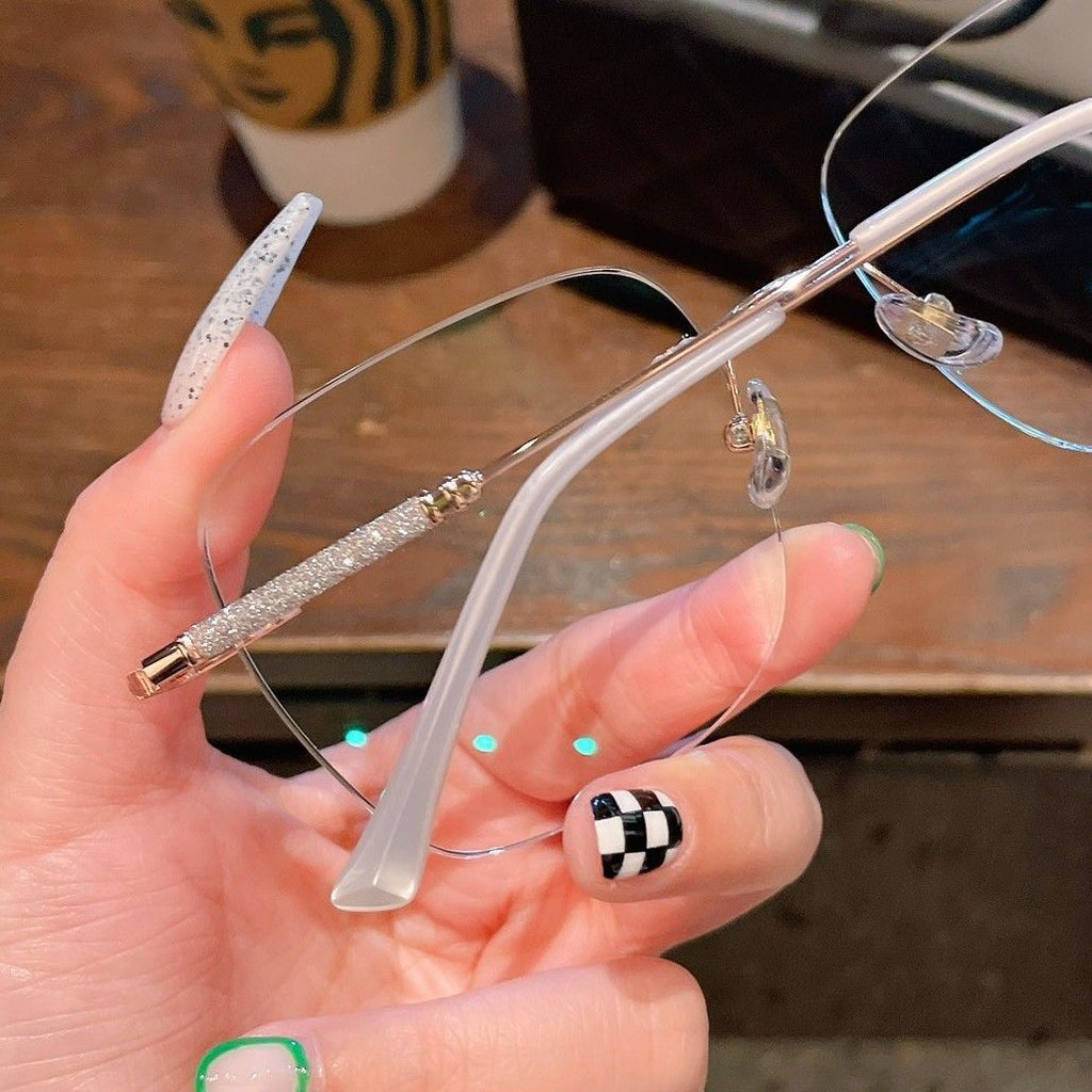 Frameless Glasses Female Myopic Anti Blue-ray Glasses