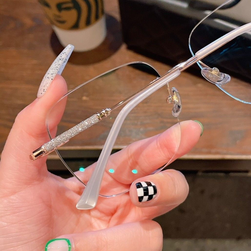 Frameless Glasses Female Myopic Anti Blue-ray Glasses