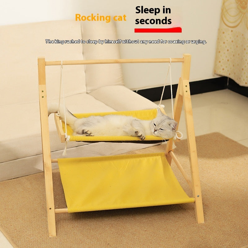 Pet Cat Hammock Double-layer Four Seasons Universal Wooden Cat Nest - 𝓢𝓱𝓸𝓹𝓵𝓮𝓬𝔂