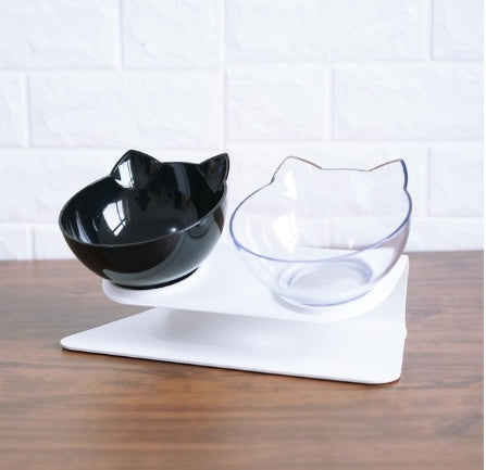 New Inclined Food Cat Ear Oblique Mouth Transparent Single Pet Bowl - 𝓢𝓱𝓸𝓹𝓵𝓮𝓬𝔂