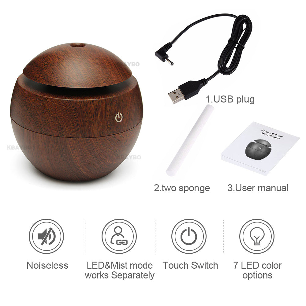 USB Aroma Essential Oil Ultrasonic Cold Steam Diffuser Air Humidifier Purifier 7 Color Change LED Night Light for Home Office - 𝓢𝓱𝓸𝓹𝓵𝓮𝓬𝔂