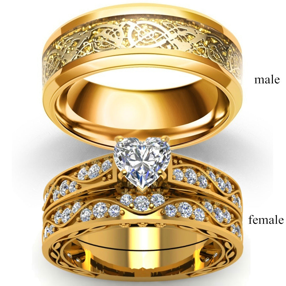 Couple Ring with Zircon Golden Dragon Ring - 𝓢𝓱𝓸𝓹𝓵𝓮𝓬𝔂