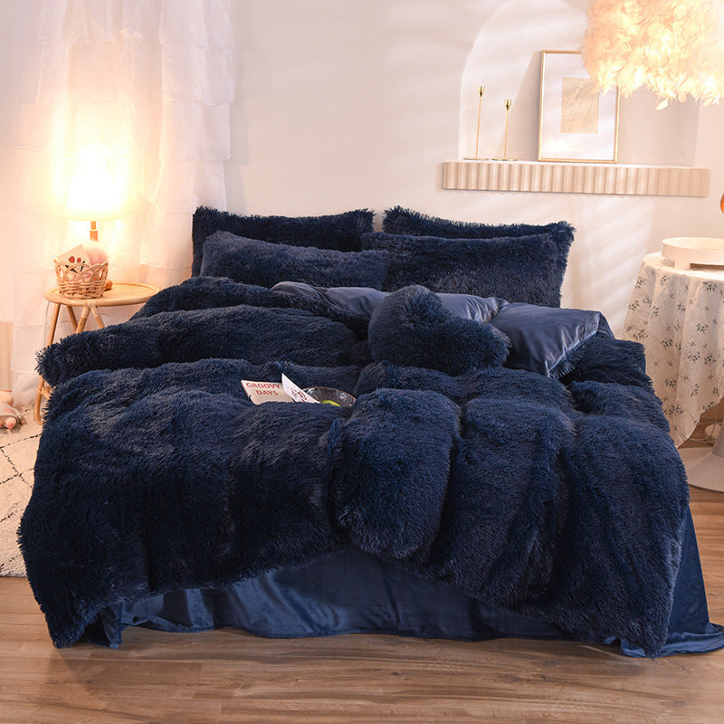 Luxury Thick Fleece Duvet Cover Queen King Winter Warm Bed Quilt Cover Pillowcase Fluffy Plush Shaggy Bedclothes Bedding Set Winter Body Keep Warm - 𝓢𝓱𝓸𝓹𝓵𝓮𝓬𝔂