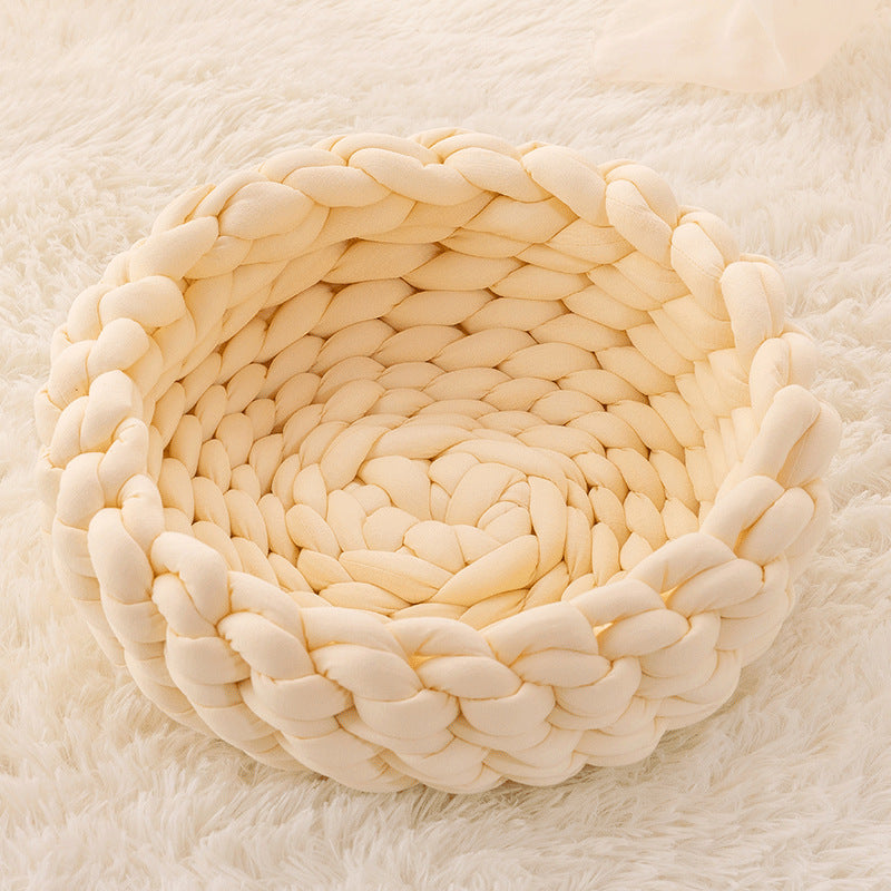 Cat House Cushion Soft Long Plush Warm Pet Mat Cute Kennel Cat Sleeping Basket Bed Round Fluffy Comfortable Touch Pet Products - 𝓢𝓱𝓸𝓹𝓵𝓮𝓬𝔂