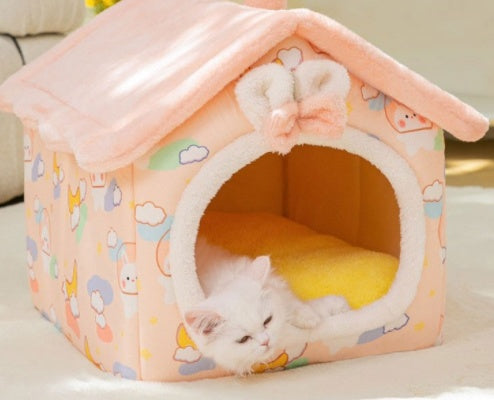 Foldable Dog House Pet Cat Bed Winter Dog Villa Sleep Kennel Removable Nest Warm Enclosed Cave Sofa Pets Supplies - 𝓢𝓱𝓸𝓹𝓵𝓮𝓬𝔂