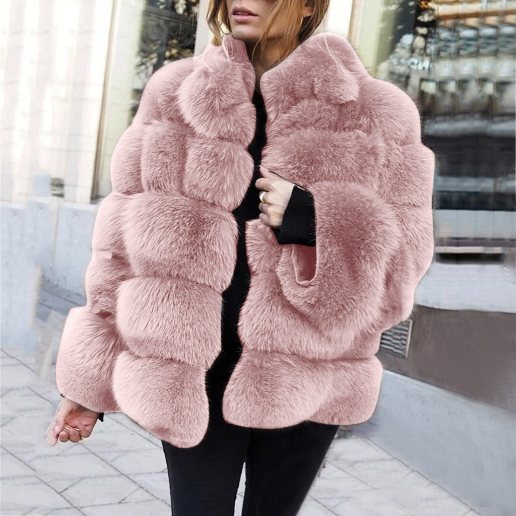 Faux fur stitching women's jacket - 𝓢𝓱𝓸𝓹𝓵𝓮𝓬𝔂