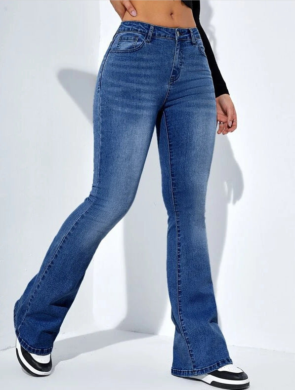 Women's Slim-fit Jeans Pants With Flared Design Fashion Casual High Waist Stretch Trousers - 𝓢𝓱𝓸𝓹𝓵𝓮𝓬𝔂