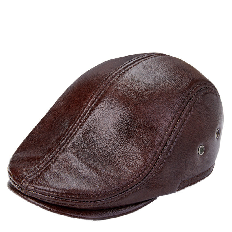 Men Genuine Cowhide With Ear Flaps Beret Hats - 𝓢𝓱𝓸𝓹𝓵𝓮𝓬𝔂