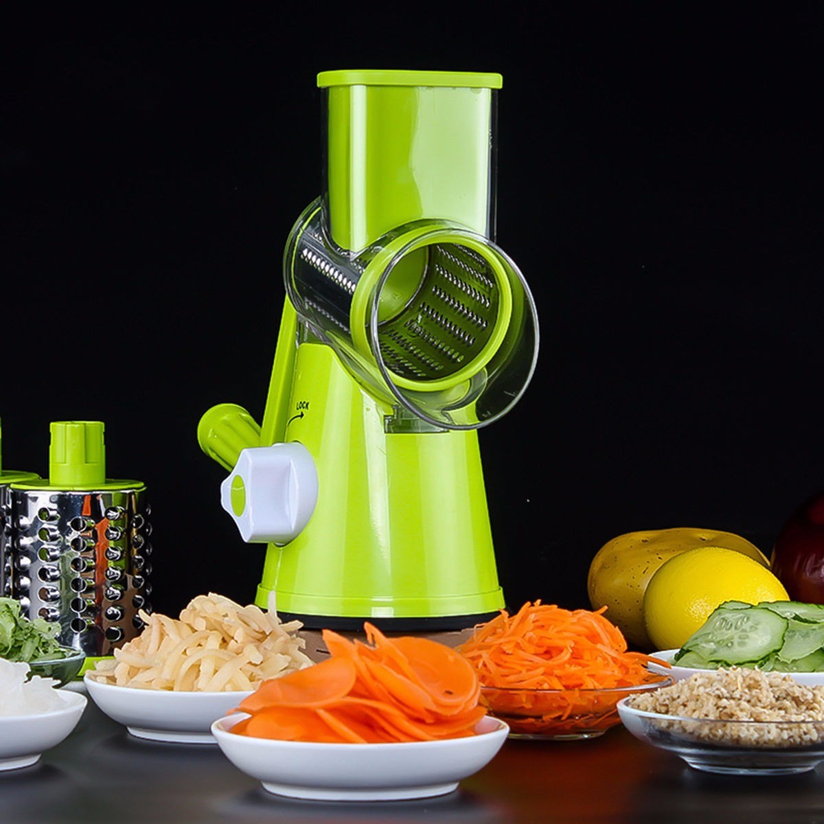 Vegetable Cutter Round Mandoline Slicer Potato Julienne Carrot Grater Cheese - 𝓢𝓱𝓸𝓹𝓵𝓮𝓬𝔂