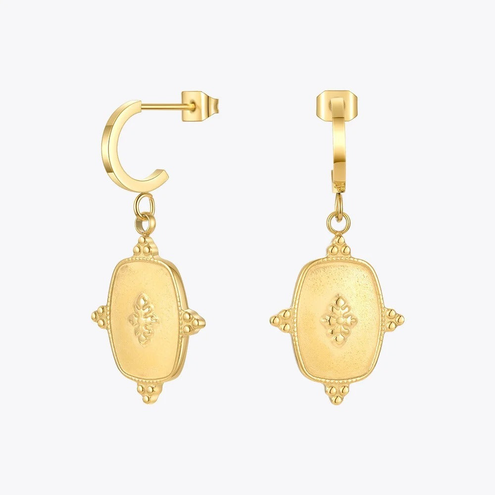 18K Gold Titanium Steel C- Shaped Metal Long Block Earrings - 𝓢𝓱𝓸𝓹𝓵𝓮𝓬𝔂