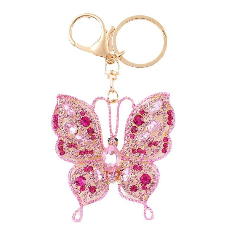 Metal Rhinestone Butterfly Keychain Small Pendant - 𝓢𝓱𝓸𝓹𝓵𝓮𝓬𝔂