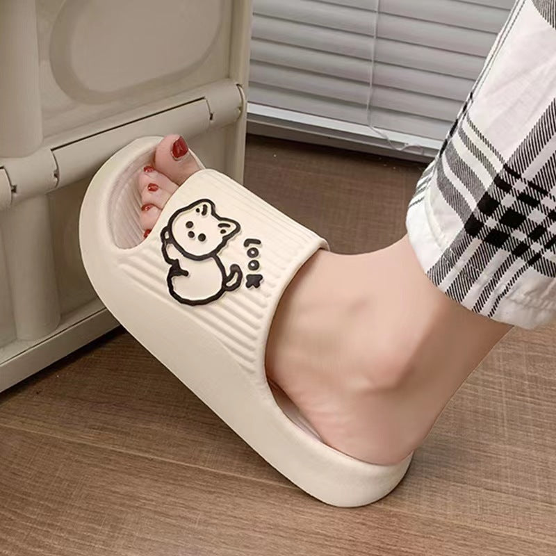 Cute Cat Slippers Summer Women Home Shoes Bath Thick Platform Non-Slip Slides Indoor Outdoor - 𝓢𝓱𝓸𝓹𝓵𝓮𝓬𝔂