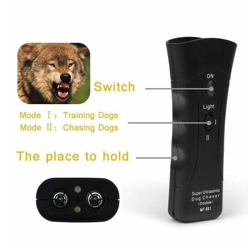3-in-1 Anti Barking Dog Training Device Ultrasonic Dog Training Repeller  LED Flashlight - 𝓢𝓱𝓸𝓹𝓵𝓮𝓬𝔂