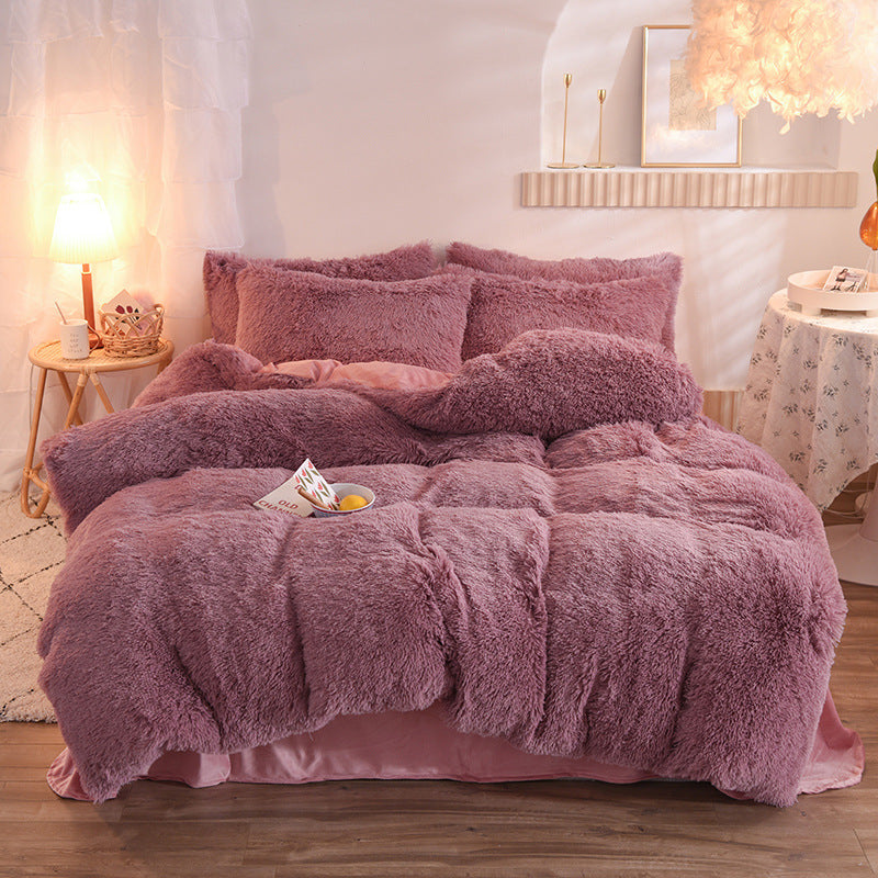 Luxury Thick Fleece Duvet Cover Queen King Winter Warm Bed Quilt Cover Pillowcase Fluffy Plush Shaggy Bedclothes Bedding Set Winter Body Keep Warm - 𝓢𝓱𝓸𝓹𝓵𝓮𝓬𝔂