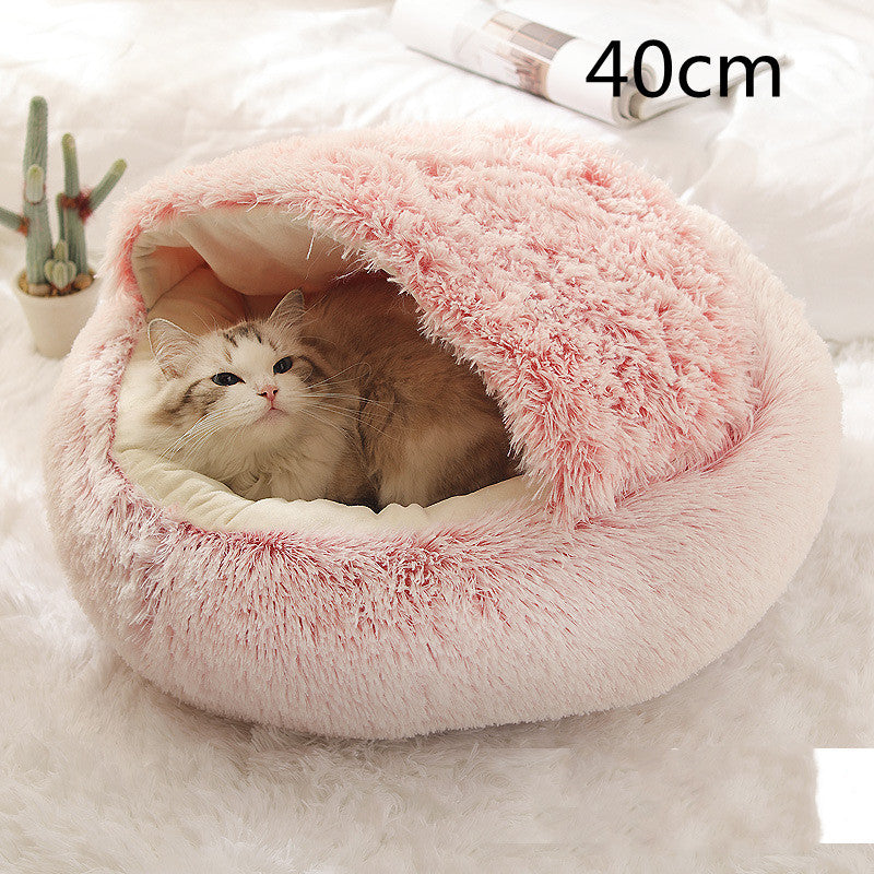 2 In 1 Dog And Cat Bed Pet Winter Bed Round Plush Warm Bed House Soft Long Plush Pets Bed Pet Products - 𝓢𝓱𝓸𝓹𝓵𝓮𝓬𝔂