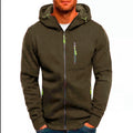 Men's Casual Zipper Hooded Sweater Solid Color Sports Fitness Jackets Cardigan