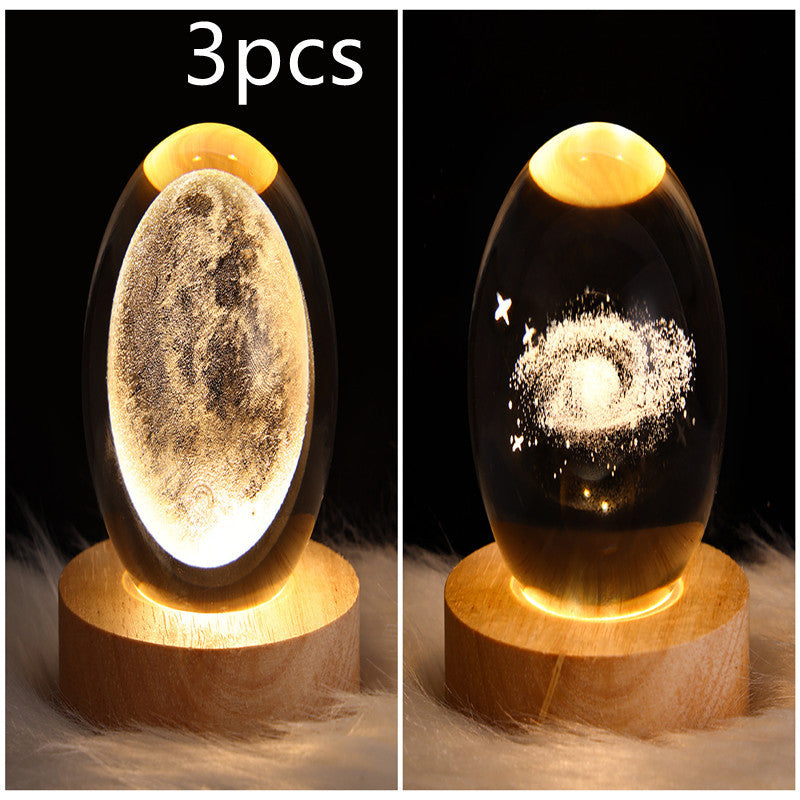 LED Night Light Galaxy Crystal Ball Table Lamp 3D Planet Moon Lamp Bedroom Home Decor For Kids Party Children Birthday Gifts - 𝓢𝓱𝓸𝓹𝓵𝓮𝓬𝔂
