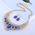 American jewelry fashion temperament Metal Necklace Earrings Set gem diamond drop bride accessories - 𝓢𝓱𝓸𝓹𝓵𝓮𝓬𝔂