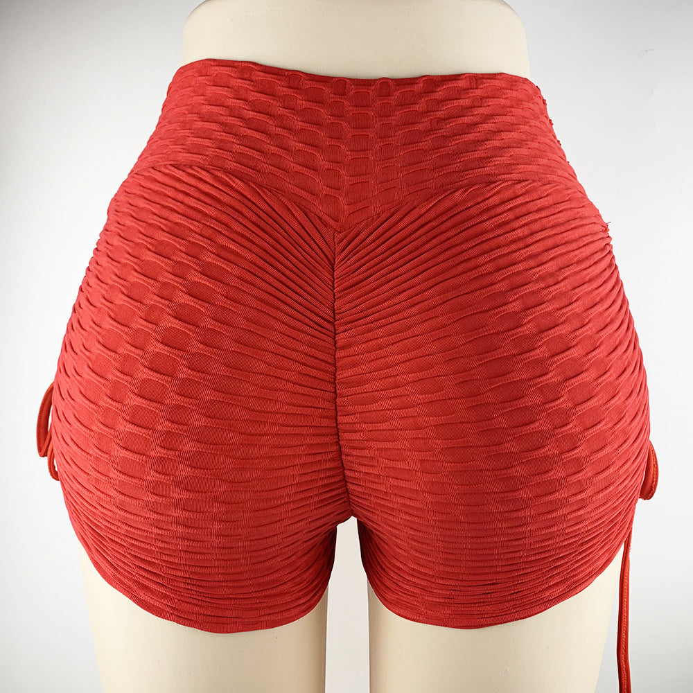 Drawstring Shorts Textured Butt Lift Gym Workout Slim Jogging Fitness Yoga Leggings Shorts - 𝓢𝓱𝓸𝓹𝓵𝓮𝓬𝔂