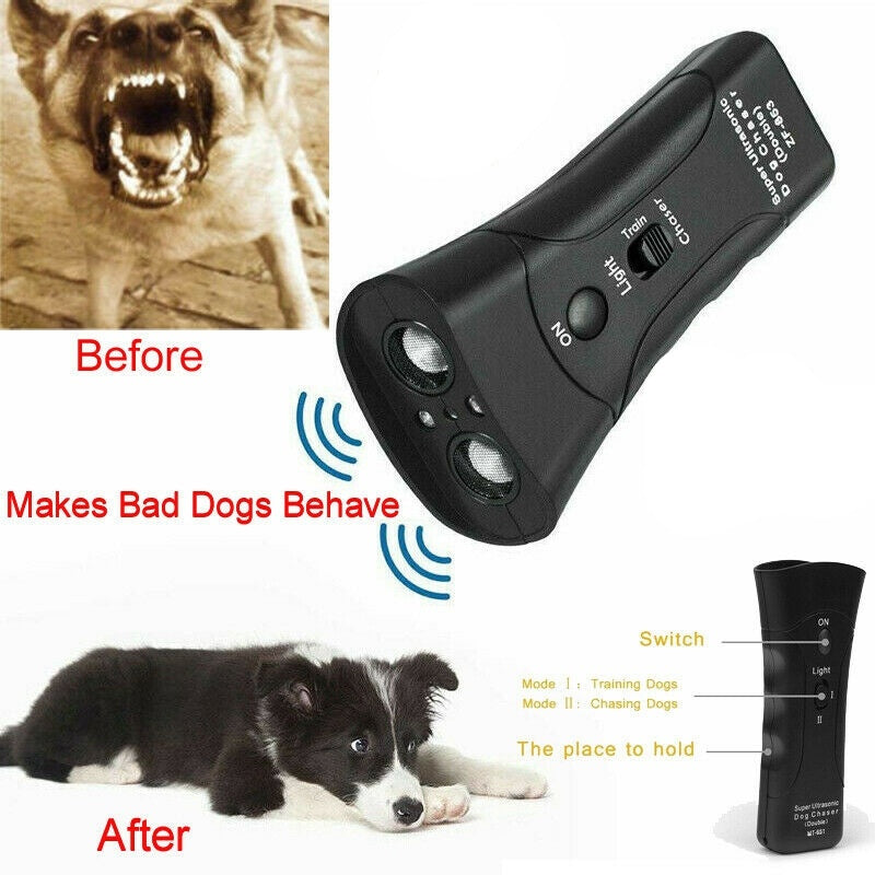 3-in-1 Anti Barking Dog Training Device Ultrasonic Dog Training Repeller  LED Flashlight - 𝓢𝓱𝓸𝓹𝓵𝓮𝓬𝔂