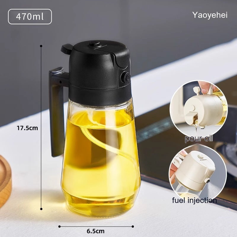 470ML Olive Oil Sprayer Dispenser For Cooking BBQ 2 In 1 Glass Oil Vinegar Soy Sauce Spray Kitchen Oil Bottle For Air Fryer - 𝓢𝓱𝓸𝓹𝓵𝓮𝓬𝔂