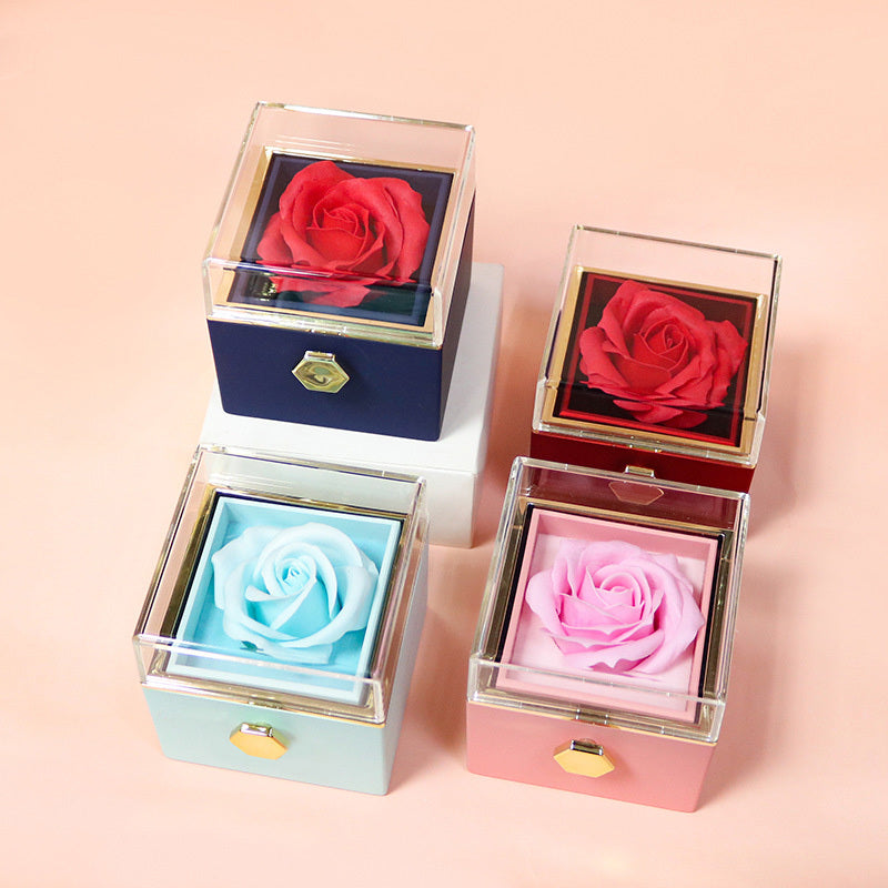 Rotating Soap Flower Rose Gift Box Creative Rotating Rose Jewelry Packaging Box Valentine's Day Gift For Women - 𝓢𝓱𝓸𝓹𝓵𝓮𝓬𝔂