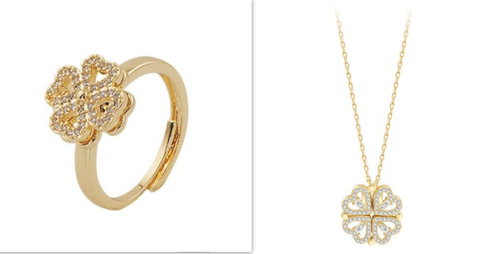 Explosive Style Detachable Deformed Four-leaf Clover Necklace For Women A Multi-wearing Zircon Small Love Short Clavicle Chain - 𝓢𝓱𝓸𝓹𝓵𝓮𝓬𝔂