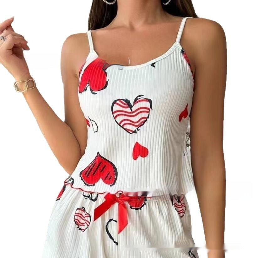 Summer Suspender Elastic Shorts Pajamas Women's Suit - 𝓢𝓱𝓸𝓹𝓵𝓮𝓬𝔂