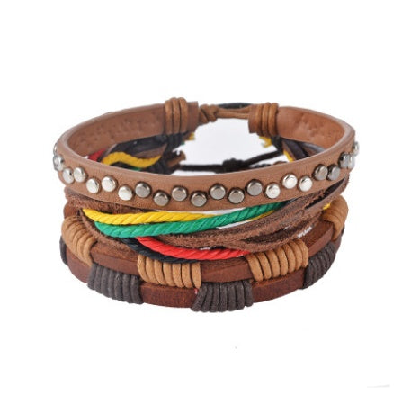 Leather Bracelet Men Multilayer Bead Bracelet Punk Wrap Bracelets for Women Vintage punk Men Jewelry - 𝓢𝓱𝓸𝓹𝓵𝓮𝓬𝔂