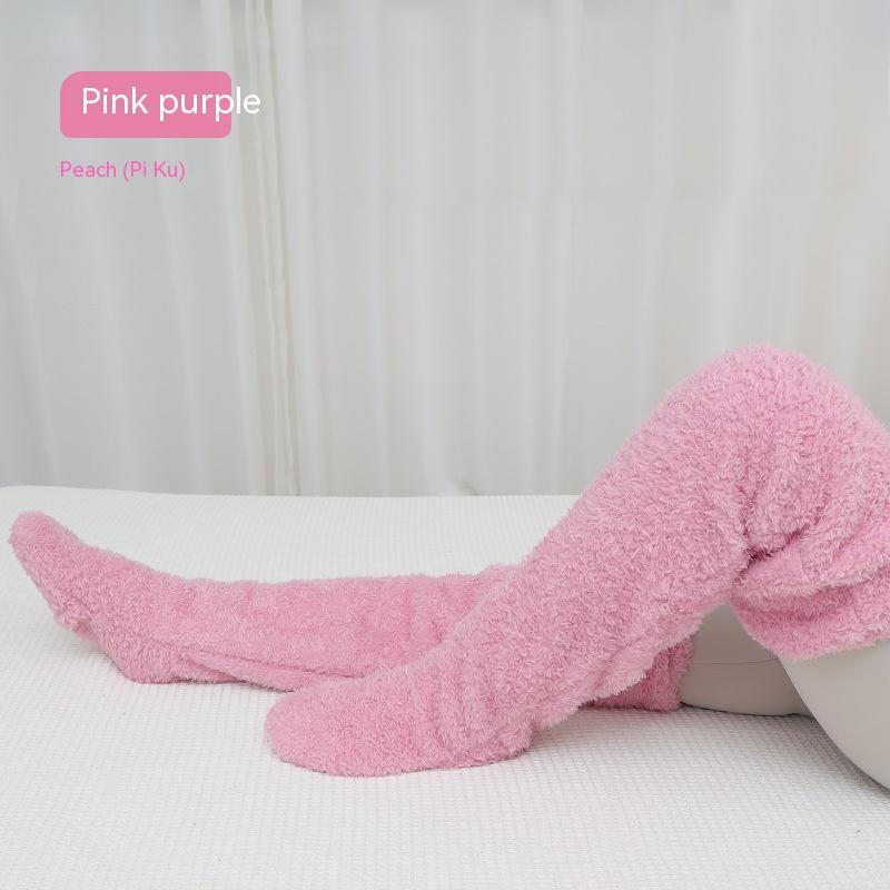 Over Knee High Fuzzy Long Socks Winter Warm Cold Leg Knee Joint Cold-proof Stockings Home Floor Sleeping Socks - 𝓢𝓱𝓸𝓹𝓵𝓮𝓬𝔂