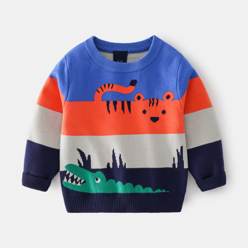 Abstract Cartoon Jacquard Double Layer Sweater For Boys - 𝓢𝓱𝓸𝓹𝓵𝓮𝓬𝔂