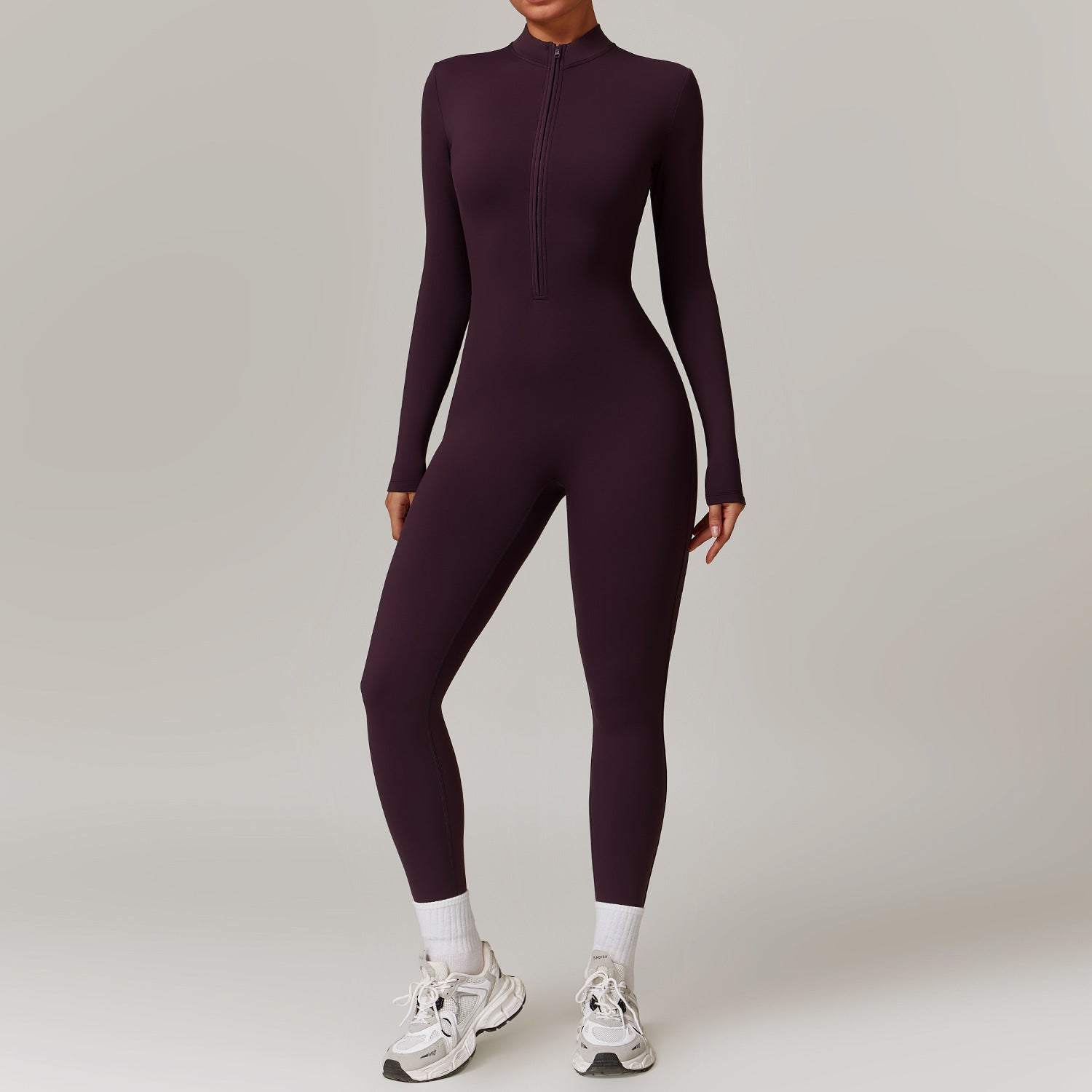 Warm Zipper Long-sleeved Jumpsuit Yoga Fitness Sports Pants Breathable Bodysuit Women's Clothing - 𝓢𝓱𝓸𝓹𝓵𝓮𝓬𝔂